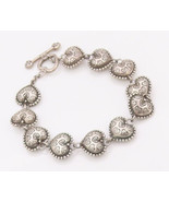 925 Sterling Silver Vintage Bracelet JOHN HARDY Heart Cut  Etched Hearts... - €336,70 EUR