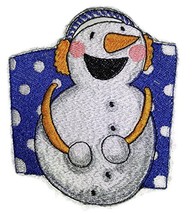 Country Christmas Snowman Embroidered Iron on/Sew Patch [4.4&quot; *4.06.&quot;] [Made in  - £10.44 GBP