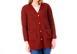 Koolaburra by UGG Popcorn Sherpa Cozy Boyfriend Cardigan- Fired Brick, Small - £28.96 GBP