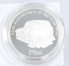 28.28g Silver Coin 2009 Alderney 5 Pounds Mini Cooper Car 50th Ann. Firs... - £137.77 GBP