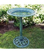 Outdoor Garden Bird Bath Bowl with Stand in Green Bronze Finish - $2,514.16 MXN