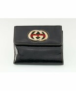 Gucci Cartera Bifold Compacta De Cuero Patente Negro Bonita! - $4,636.12 MXN