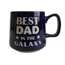 Best Dad In The Galaxy Ceramic Coffee Mug Fathers Day Gift Navy w Gift Tag - $23.76