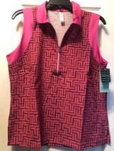 NWT Ladies INPHORM Hot Pink & Black Tessel Sleeveless Polo Golf Shirt - L & XL image 2