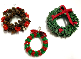 Christmas Wreath Tree Ornaments assorted lot of 3 - £7.19 GBP
