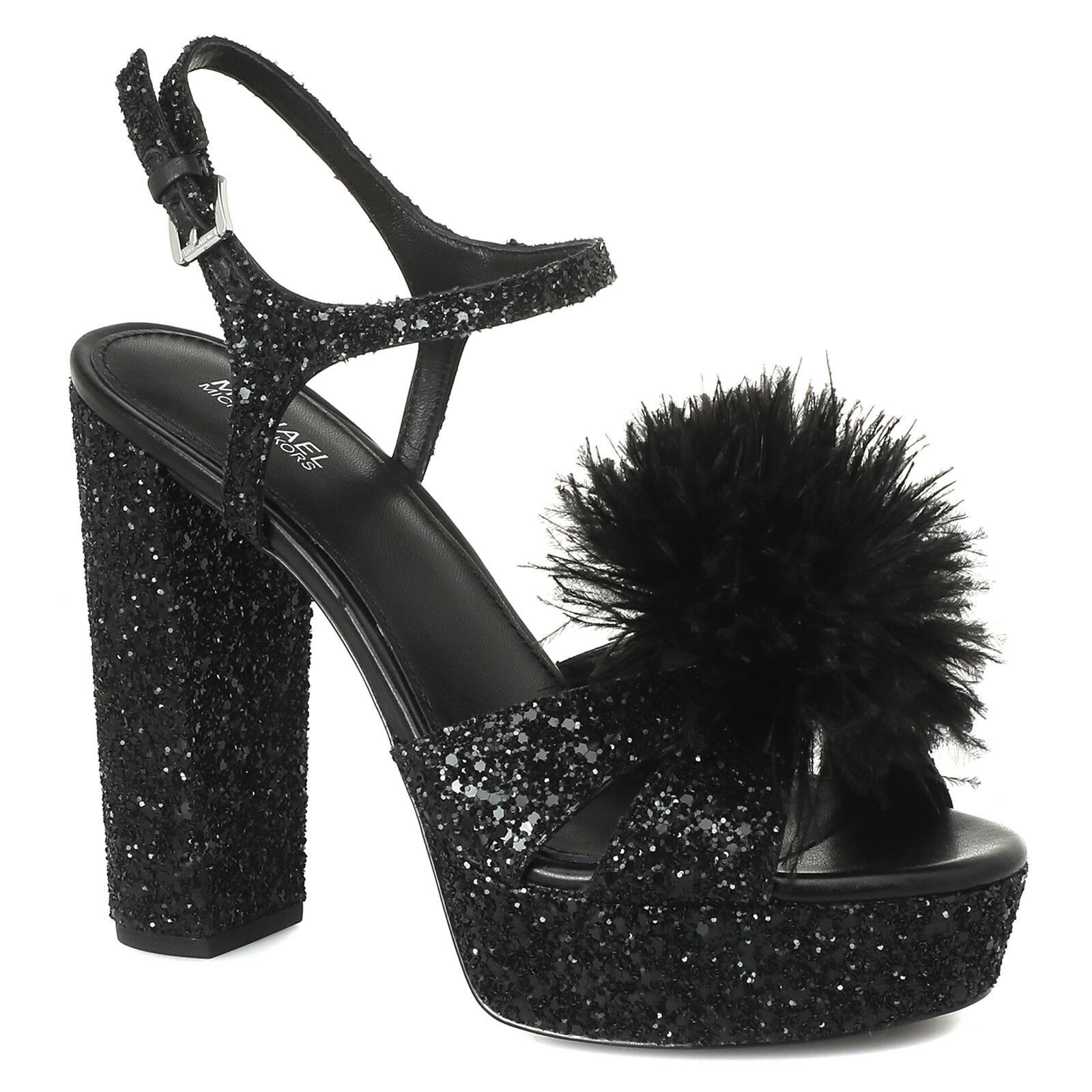 MICHAEL Michael Kors Fara Glitter Pom Pom Detail Platform Sandal, Mu Sizes Black - $119.95