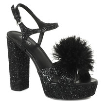 MICHAEL Michael Kors Fara Glitter Pom Pom Detail Platform Sandal, Mu Sizes Black - £95.88 GBP