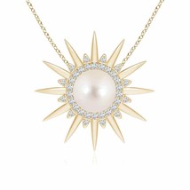 ANGARA Freshwater Pearl Gemini Multi-Wear Starburst Halo Pendant in 14K Gold - £1,391.83 GBP