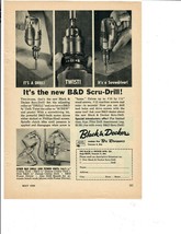 1959 Black &amp; Decker Vintage Print Ad The New B&amp;D Scru-Drill Power Tools - £11.53 GBP