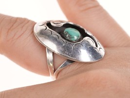 Sz6.25 Vintage Native American sterling/turquoise shadowbox ring - £60.28 GBP