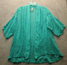 Johnny Was Kimono Top Womens XL Green Embroidered Floral 3/4 Sleeve Open... - £51.38 GBP