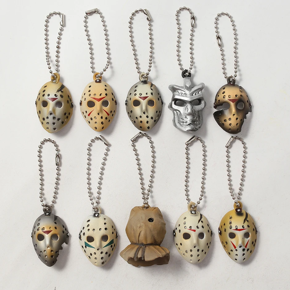 Jason Voorhees Masks Mini PVC Figures Model Toys Pendants 10pcs/se - £16.07 GBP