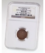 1863 Cincinnati OH John Zeltner Nat&#39;l Hall Token NGC MS-62 BN F-165GY-8a - $1,629.95 CAD