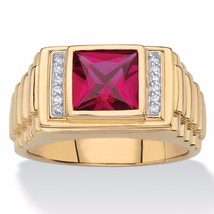 Ruby And Diamond Accent 18K Gold Over Sterling Silver Ring 8 9 10 11 12 13 - £239.75 GBP
