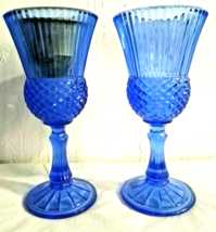 VTG Pair Fostoria Avon 1976 George/Martha Washington Cobalt Blue Glass Candle - £13.93 GBP