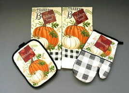 Buffalo Check Thankful Blessed Dish Towels Oven Mitt Pot Holder Set of 4... - £23.32 GBP