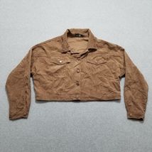 Boohoo Womens Jacket 2 Brown Velvet Pockets Buttons Short Thin Lightweight - $324.43 MXN