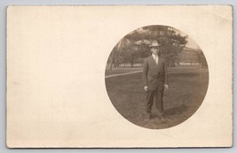 RPPC Handsome Gentleman Suit and Cowboy Hat Real Photo Postcard H26 - £11.75 GBP