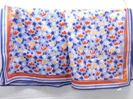 Scarves by Vera Women&#39;s Scarf Multicolor Blue Orange 22&quot; x 22&quot; Vtg Japan... - £10.21 GBP
