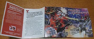 Vintage 1984 Hasbro Transformers Reinforcement Advertisement Booklet Poster - $4.94