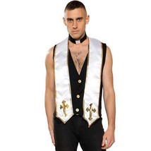 Priest Costume Vest Satin Stole Gold Cross Clerical Collar Preacher Set ... - £26.72 GBP