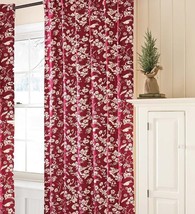 Floral Damask Rod-Pocket Homespun Insulated Curtain Panel, 42&quot;W x 72&quot;L - Red - £25.71 GBP