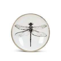 Dragonfly Drawer Knobs Set 4 Ceramic Metal White Black 1" Diameter Silver Stud image 3
