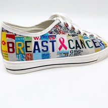 Breast Cancer Unisex Never Give Up Love Canvas Sneakers License Plate M/7 F/9 - £22.23 GBP