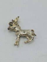 Vintage 1960s Donkey With Gemstone Eye Gold Colored Metal Pin 1 1/4&quot; - £38.87 GBP