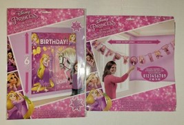 Disney Princess Scene Setter 6 Ft Wall Kit &amp; Jumbo 10 Ft Letter Banner Rapunzel - £23.72 GBP