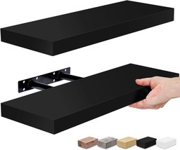 Sorbus Floating Shelves For Wall, Bathroom Shelves Wall Mounted, Black, 2 Pack - £29.29 GBP