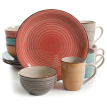 Gibson Home 12 Piece Pastel Stoneware Dinnerware Set in Assorted Colors - £70.32 GBP