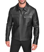 Cole Haan Men&#39;s Zip Front Genuine Leather Jacket with Chest Pockets - $331.12 CAD