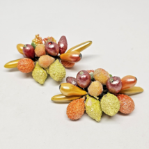 Vintage Fruit Salad Shoe Clips Jewelry Red Yellow Orange Bananas Apples ... - $29.95