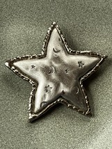 Large JJ Signed Stamped Silvertone STAR Brooch Pin Pendant Combination – - £10.29 GBP