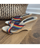 Vintage 70s 80s Rapallo Rainbow Wedge Mules Heels 7 38 - $57.53 CAD