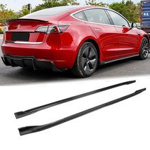 Tesla Model 3 2017-2023 Real Carbon Fiber Side Skirts Extension Lip Rocker Panel - £389.56 GBP