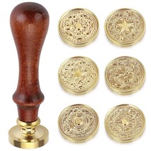 6 Pcs Wax Seal Stamp Set With Magic Symbols Wax Stamp Heads And Wooden H... - £22.64 GBP