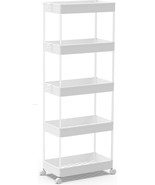White Spacekeeper 5-Tier Storage Cart, Bathroom Storage Organizer Rolling - $51.93