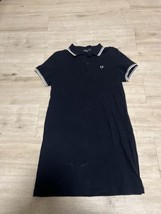 Fred Perry Women’s Polo Shirt Dress Black White US 12 Uk 16  - $64.35