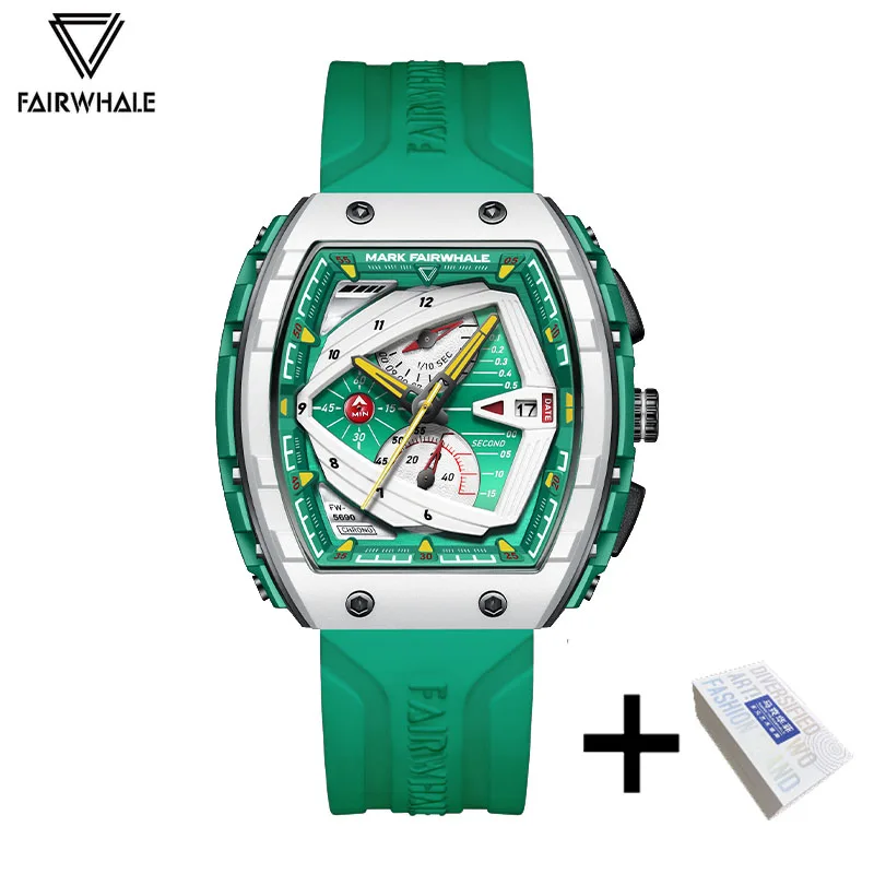 Luxury Watch For Mens Fashion Brand Mark Fairwhale Sports Silicone Strap... - $75.95