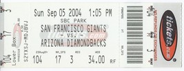 2004 Arizona Diamondbacks @ San Francisco Giants Full Unused ticket Sept 5th - £7.83 GBP