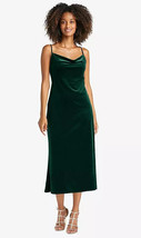 Dessy LB020..Cowl-Neck Convertible Velvet Midi Slip Dress...Evergreen..S... - $84.55