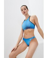 Adidas Blue Rush Melbourne Striped Swimsuit Bikini Swim Set Womens Size L - £35.82 GBP