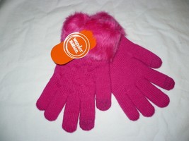 Wonder Nation Girls Faux Fur Lined Gloves Tropical Blossom  NEW Super Warm - £7.44 GBP