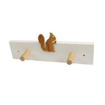 Wall mounted Coat Clothes Hanger Wooden 2 peg Hat rack kids room decor squirrel - £14.32 GBP