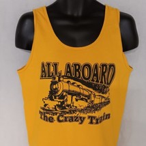 Gildan All Aboard The Crazy Train Tank Top Medium Yellow - $16.95
