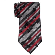 Alexander Julian Colours Men Polyester Dress Tie Red Silver Stripes 60&#39; L 3.5&quot; W - £6.02 GBP