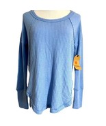 Ruff Hewn Waffle Knit Long Sleeve Top Baby Blue Sz Petite Medium NWT - £13.68 GBP