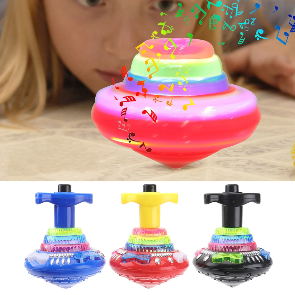 1 Pc Light Up Flashing Music Spinning Tops Luminous Rotating Gyroscope Kids - $12.31